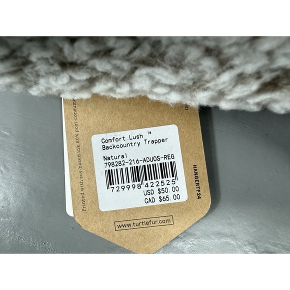 Turtle Fur Comfort Lush Backcountry Trapper Hat Adult One Size Natural Plush NEW - Picture 10 of 11